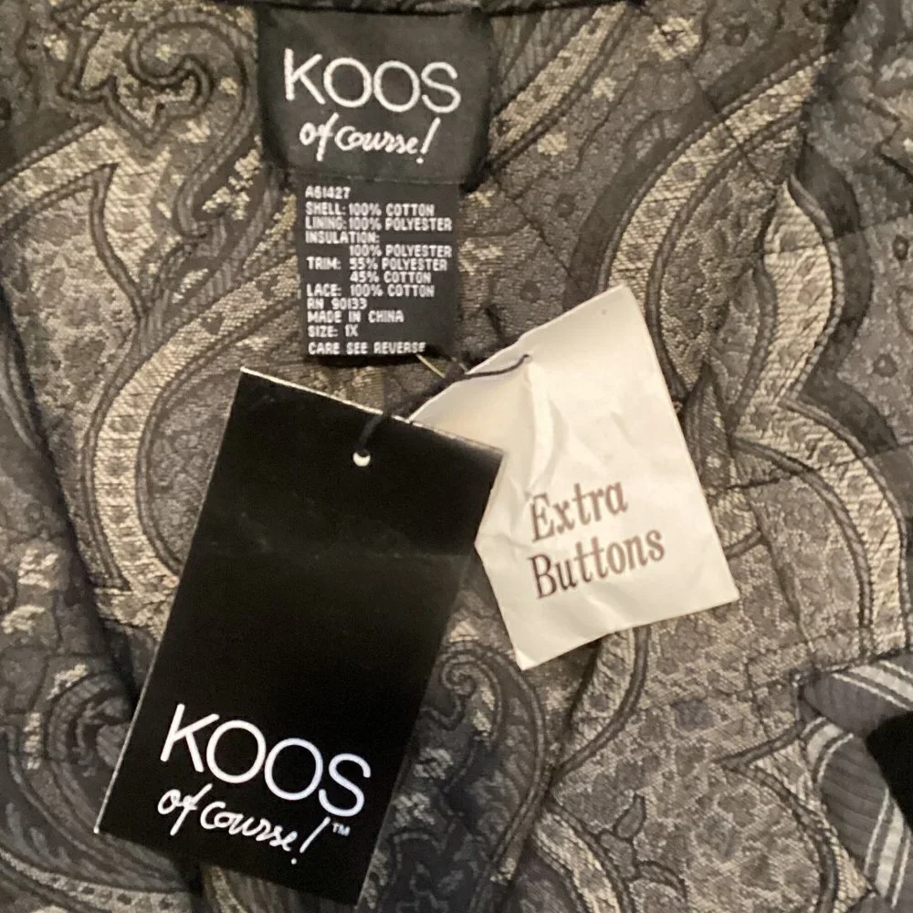 Koos of Course Vintage Reversible Velvet Jacket‎ Plus Sz 1X Black #167K